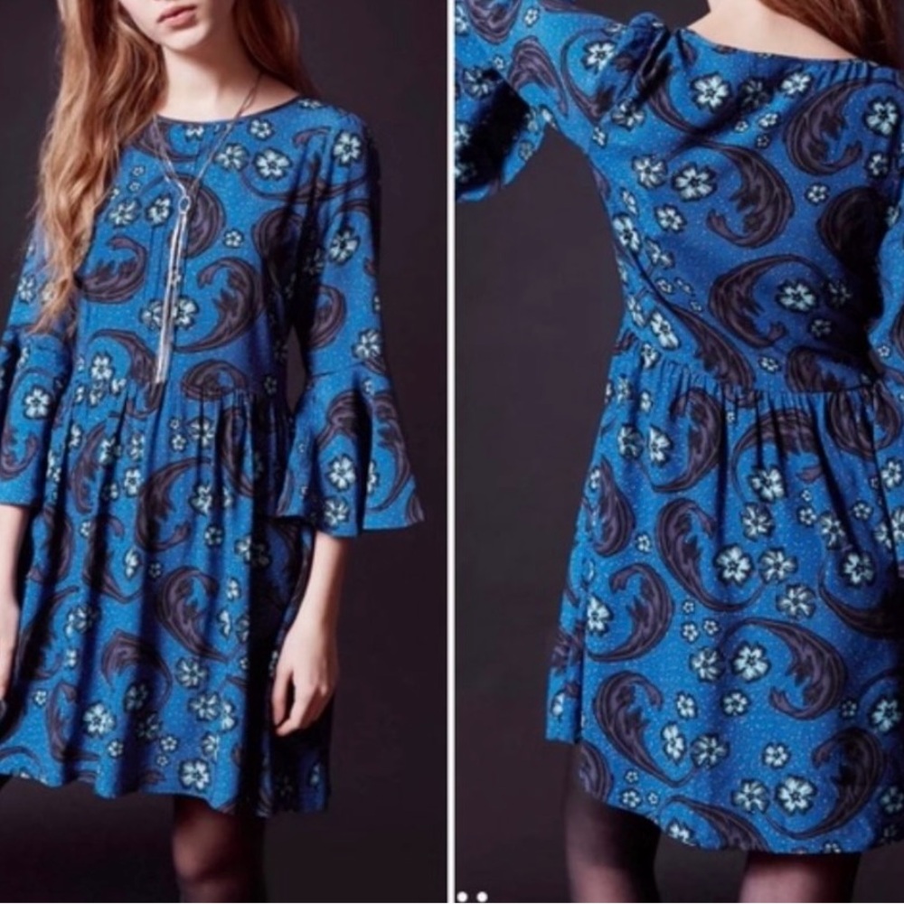 For Love And Lemons Blue Floral Dress